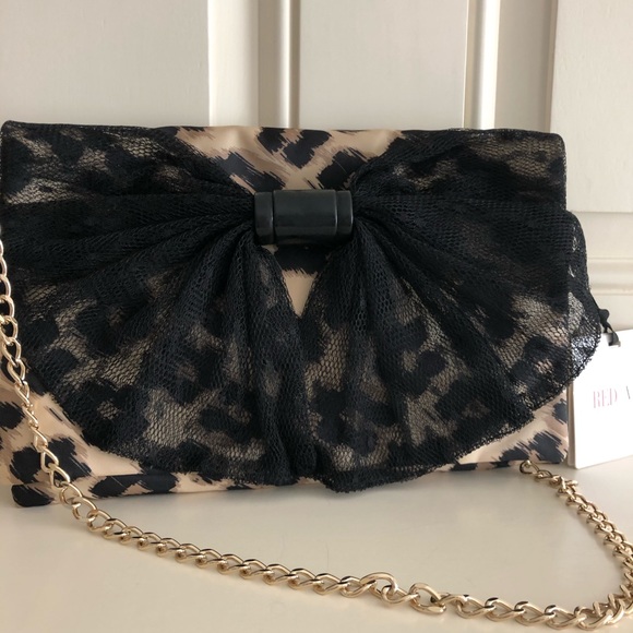 Red Valentino Leopard Print with Black Netting Bow - Picture 1 of 7